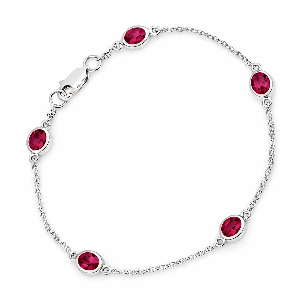 Oval Bezel Set Station Bracelet
