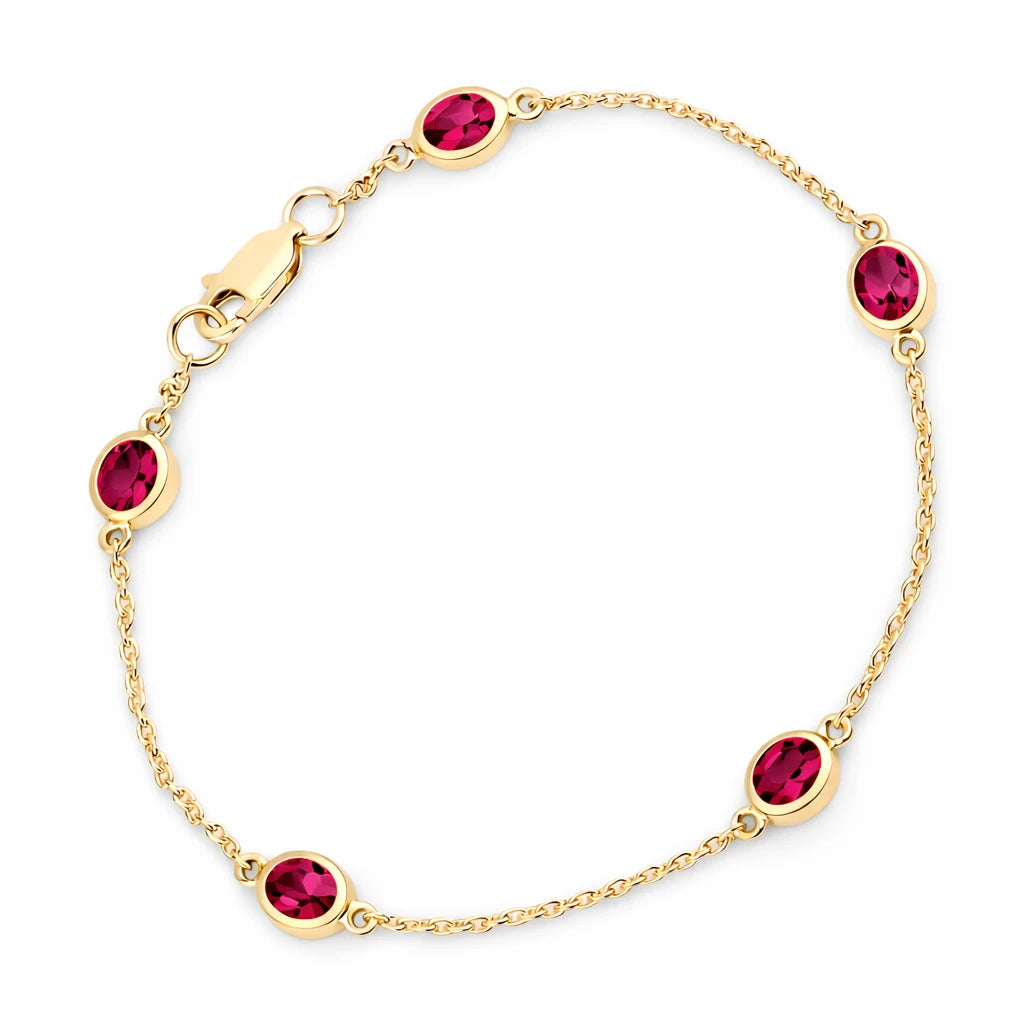 Oval Bezel Set Station Bracelet