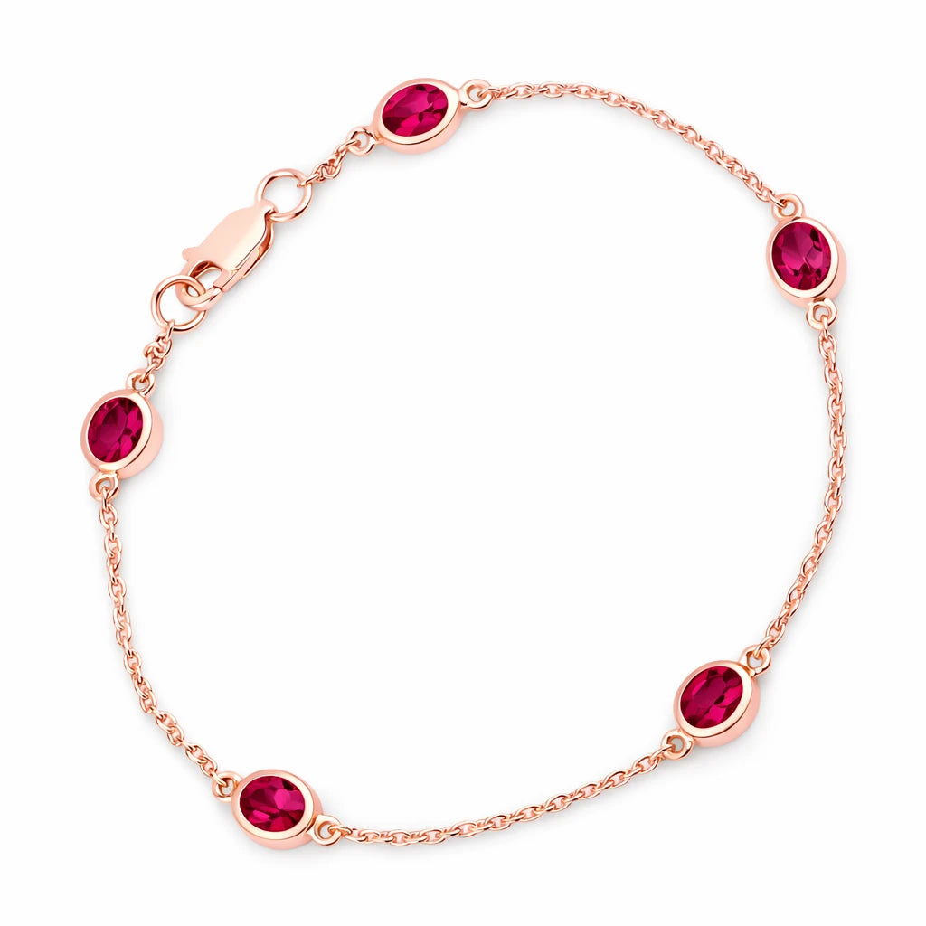 Oval Bezel Set Station Bracelet