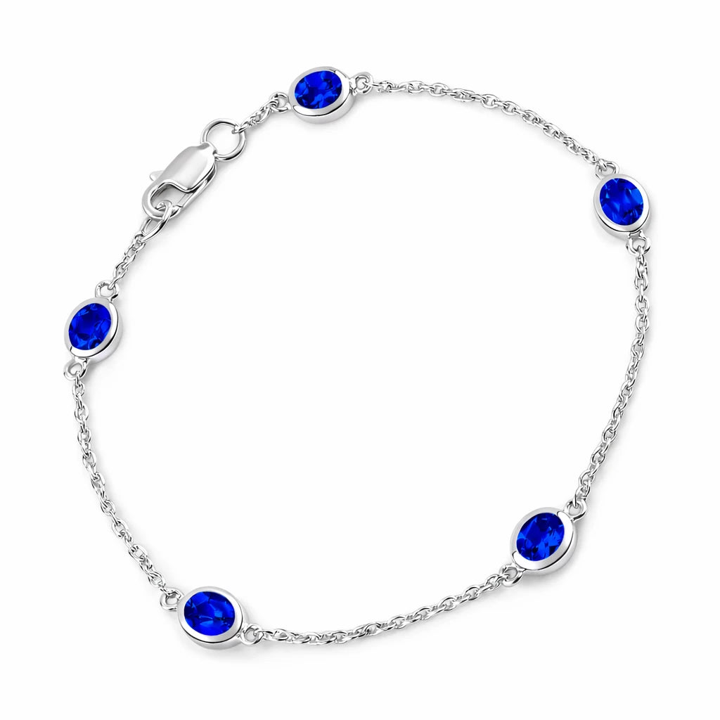 Oval Bezel Set Station Bracelet