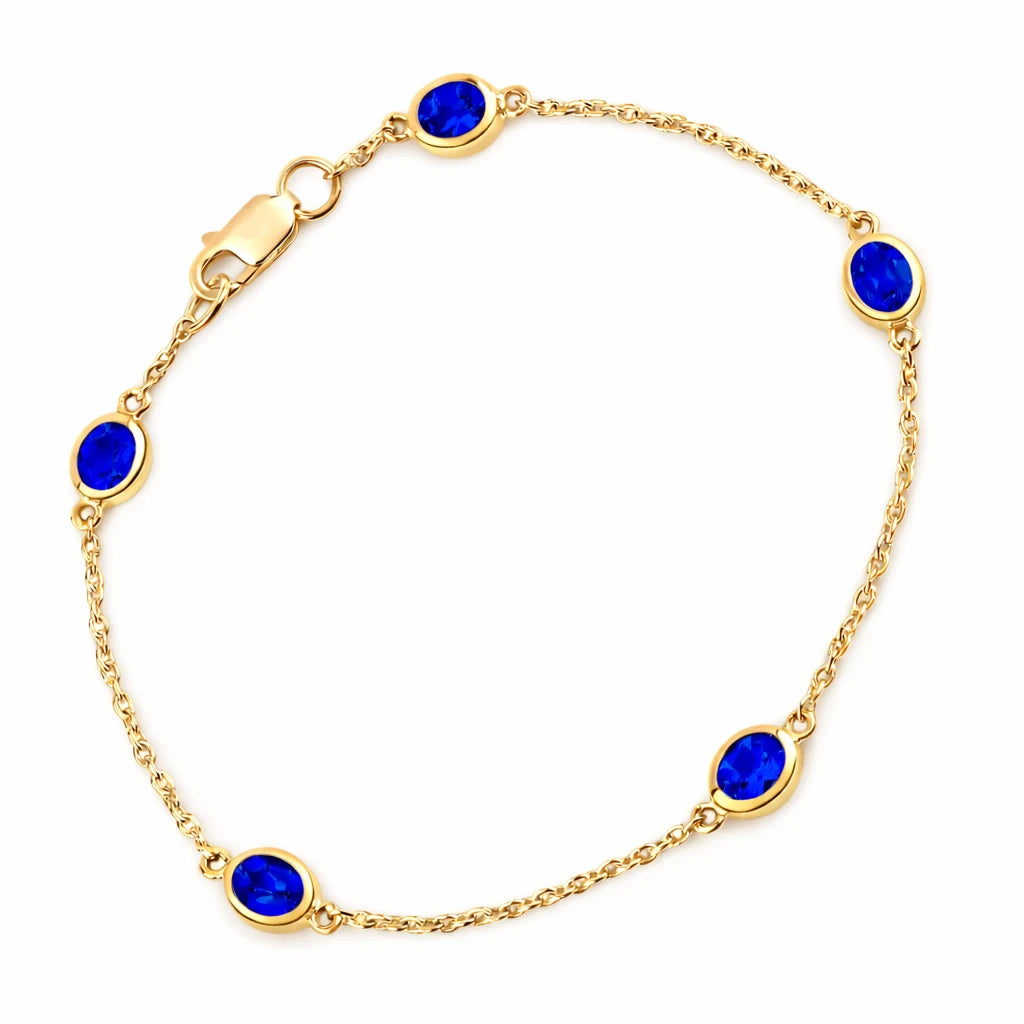 Oval Bezel Set Station Bracelet