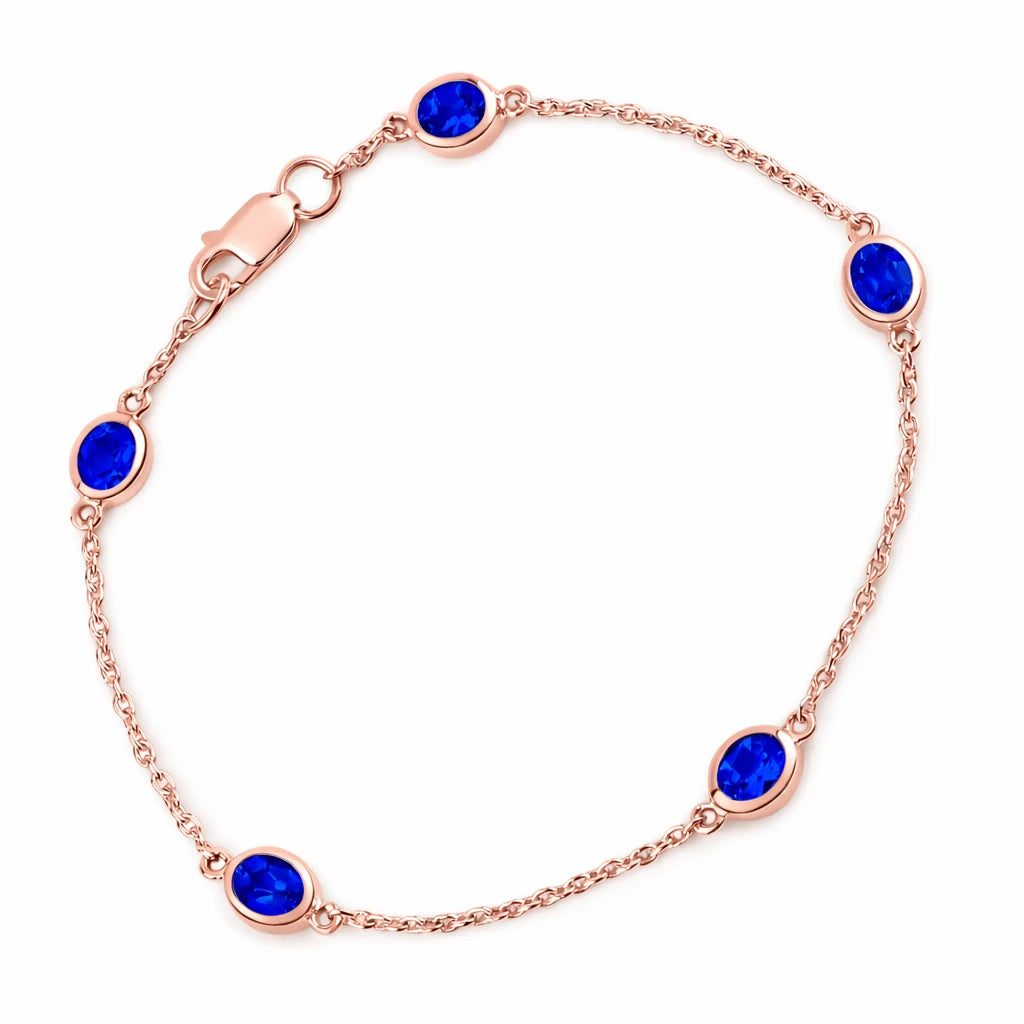Oval Bezel Set Station Bracelet