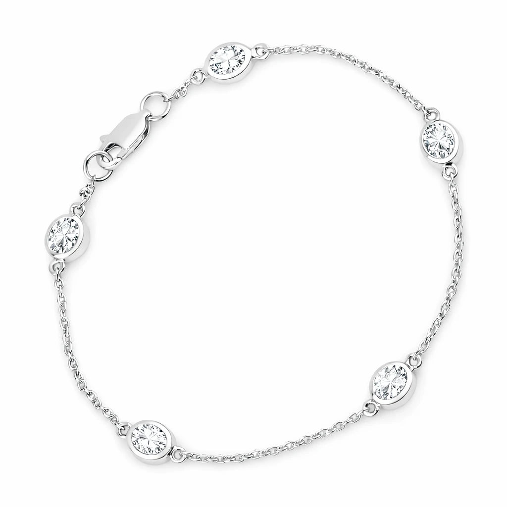 Oval Bezel Set Station Bracelet