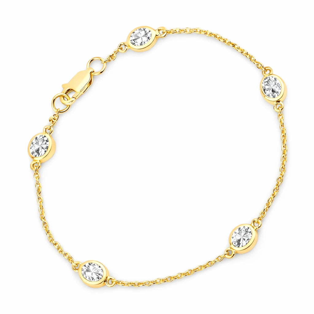 Oval Bezel Set Station Bracelet