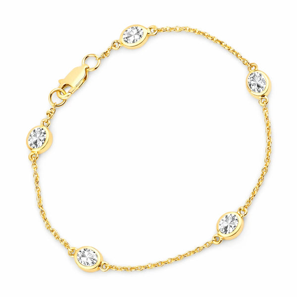 Oval Bezel Set Station Bracelet