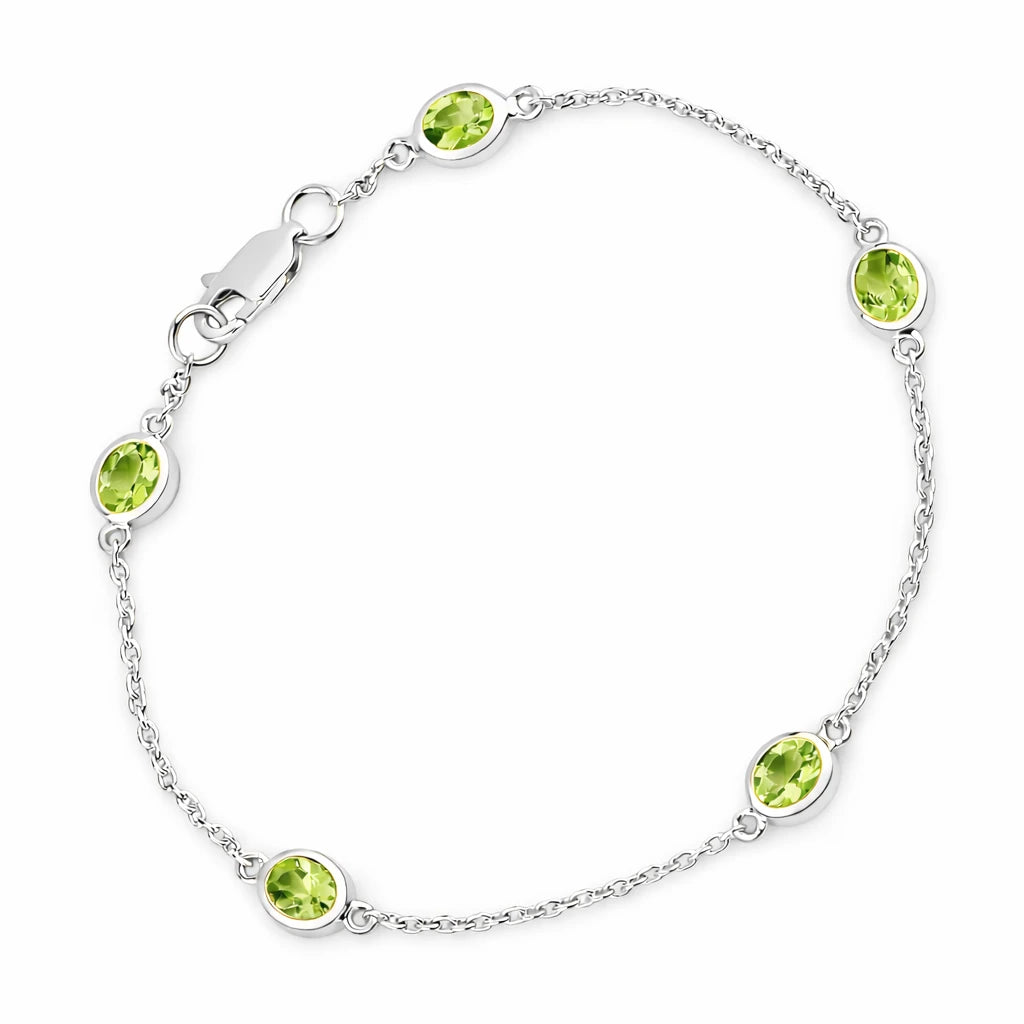 Oval Bezel Set Station Bracelet
