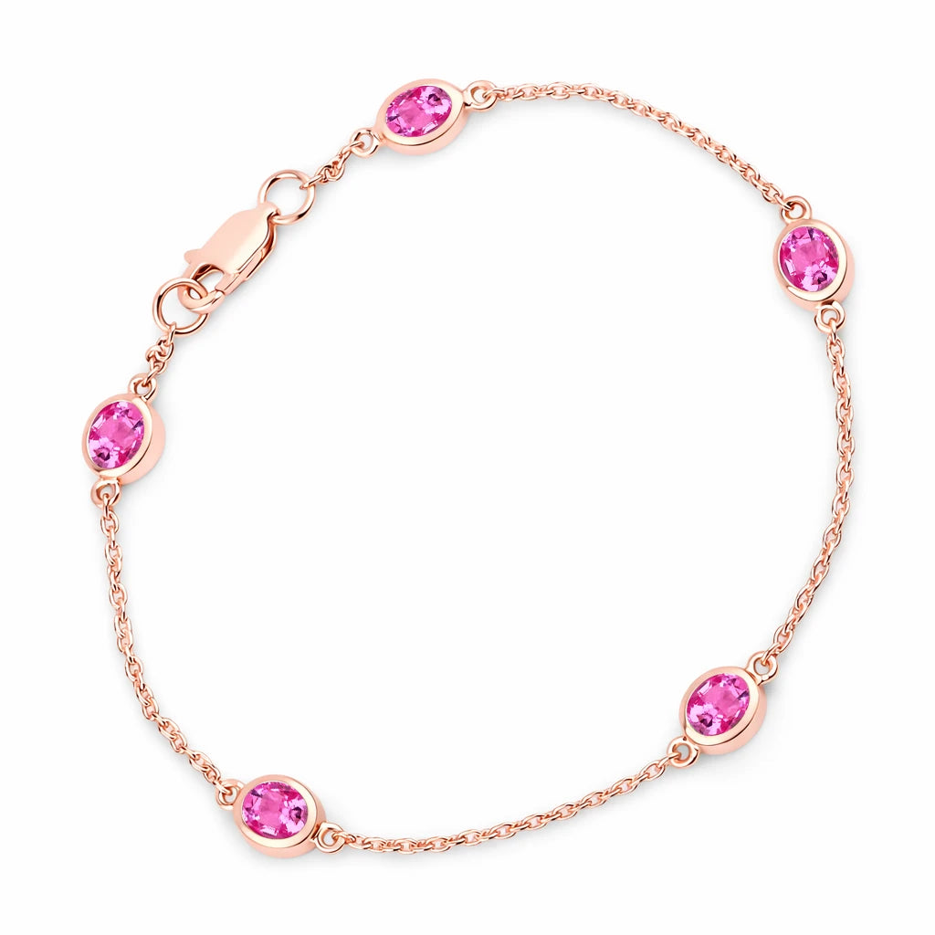 Oval Bezel Set Station Bracelet