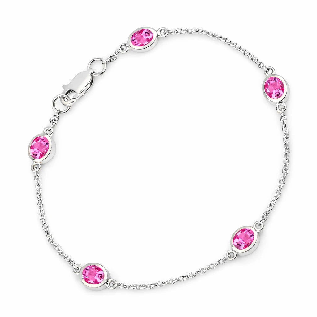 Oval Bezel Set Station Bracelet