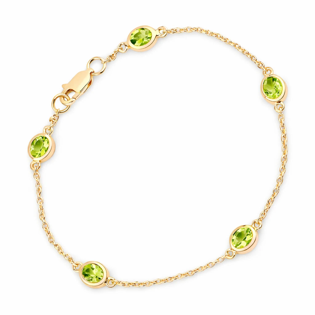 Oval Bezel Set Station Bracelet