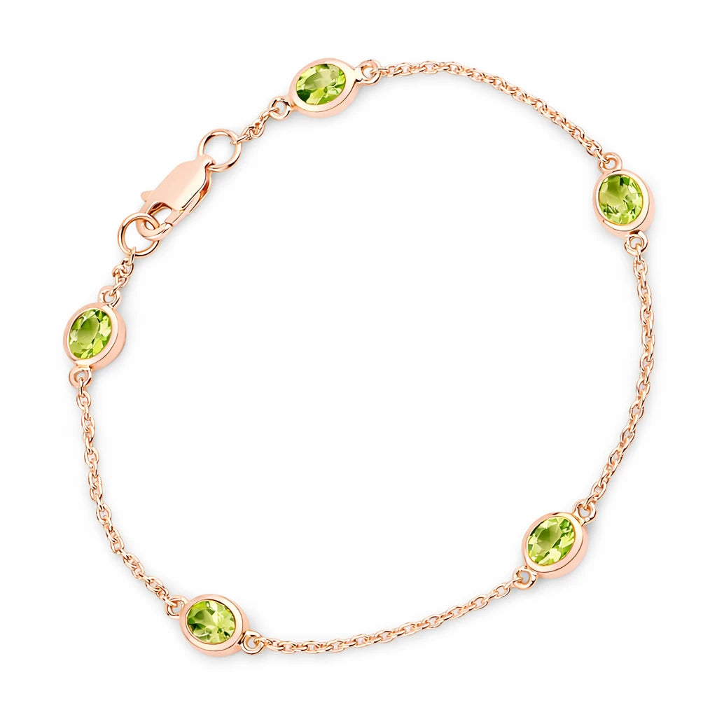 Oval Bezel Set Station Bracelet