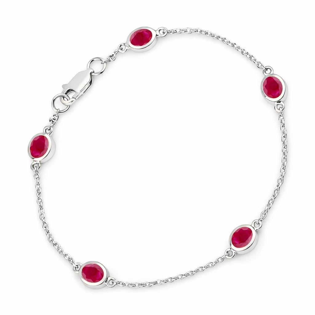 Oval Bezel Set Station Bracelet