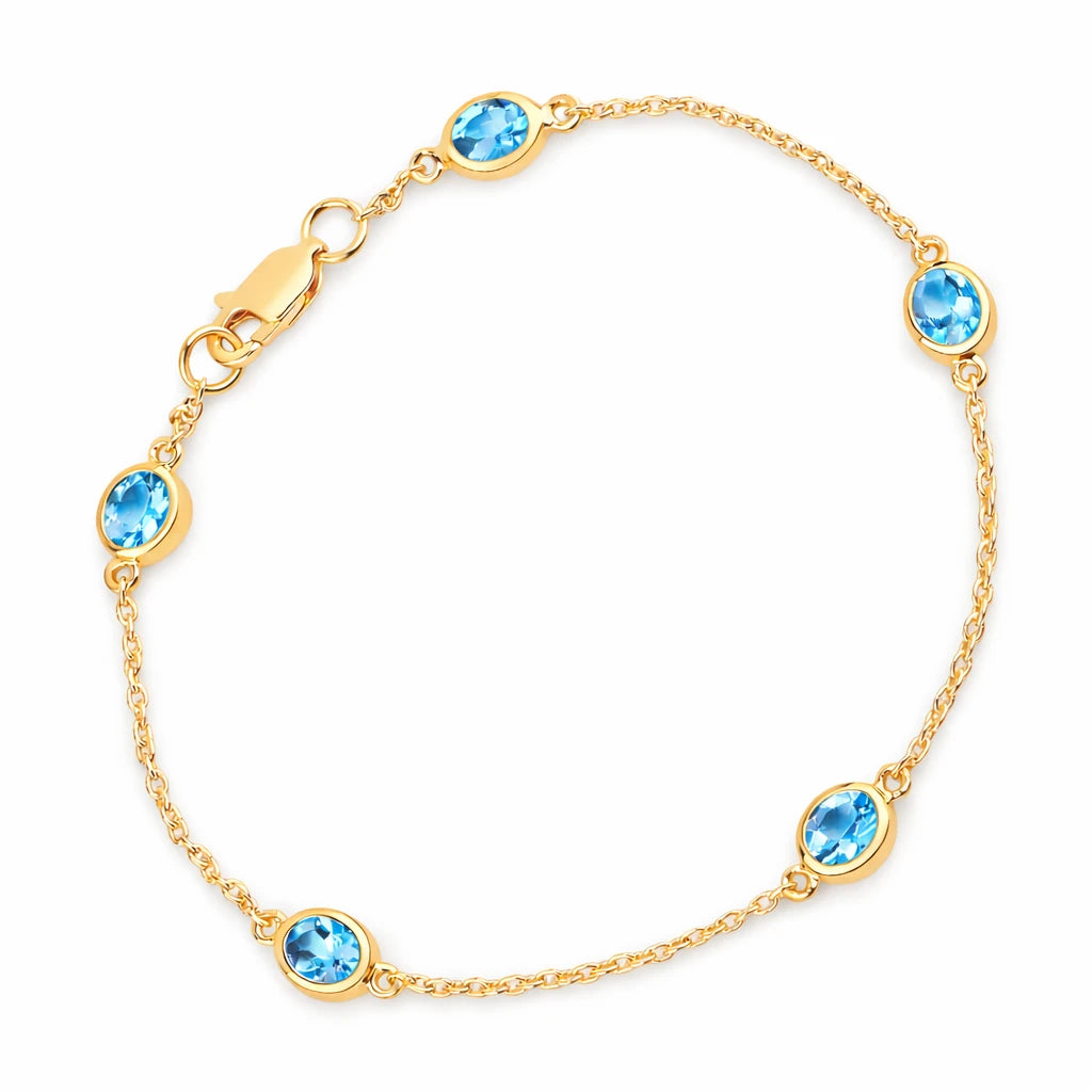 Oval Bezel Set Station Bracelet