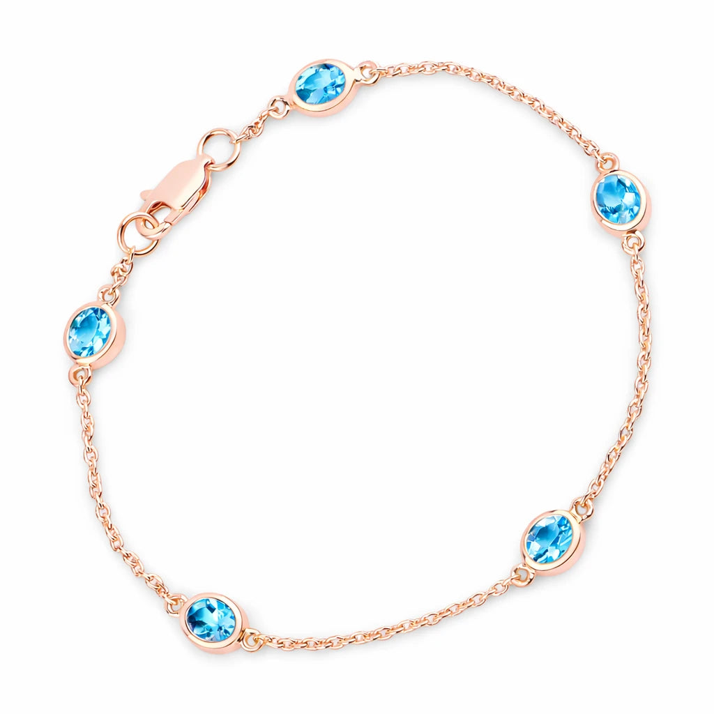 Oval Bezel Set Station Bracelet