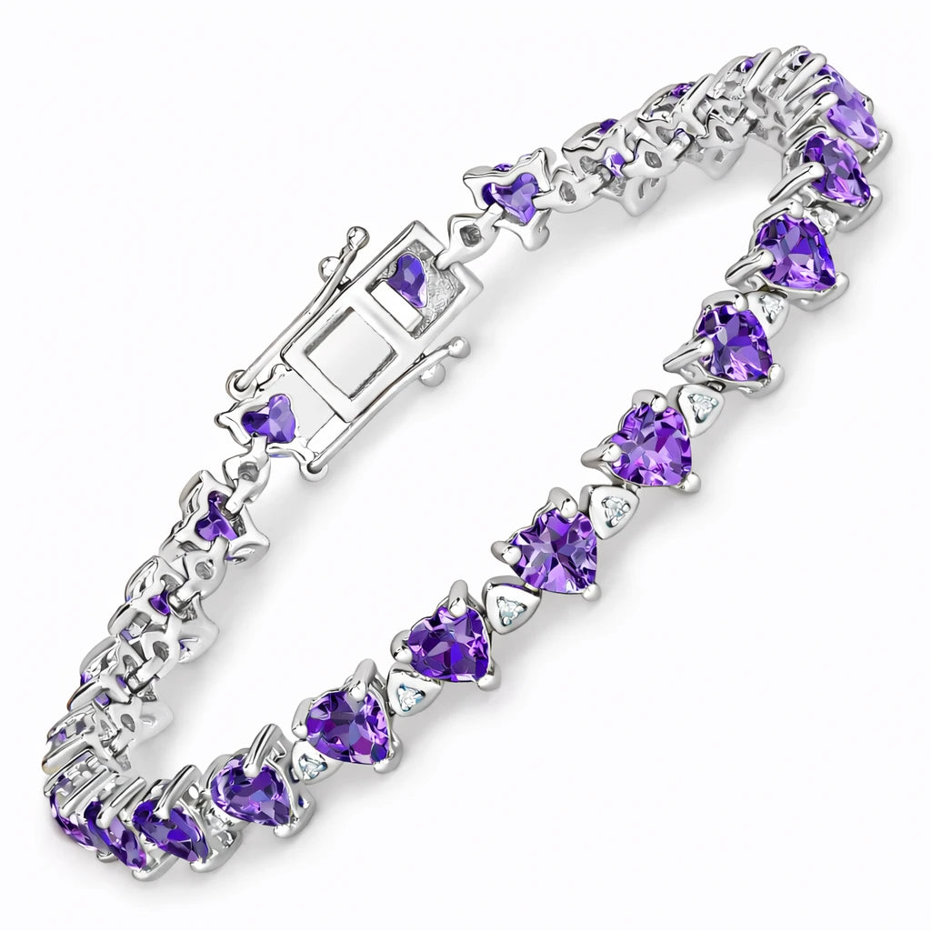 Heart Prong Set Diamond Accent Tennis Bracelet