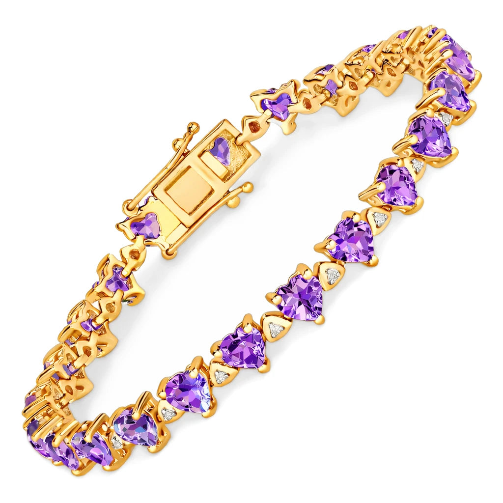 Heart Prong Set Diamond Accent Tennis Bracelet