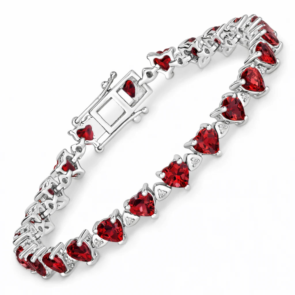 Heart Prong Set Diamond Accent Tennis Bracelet