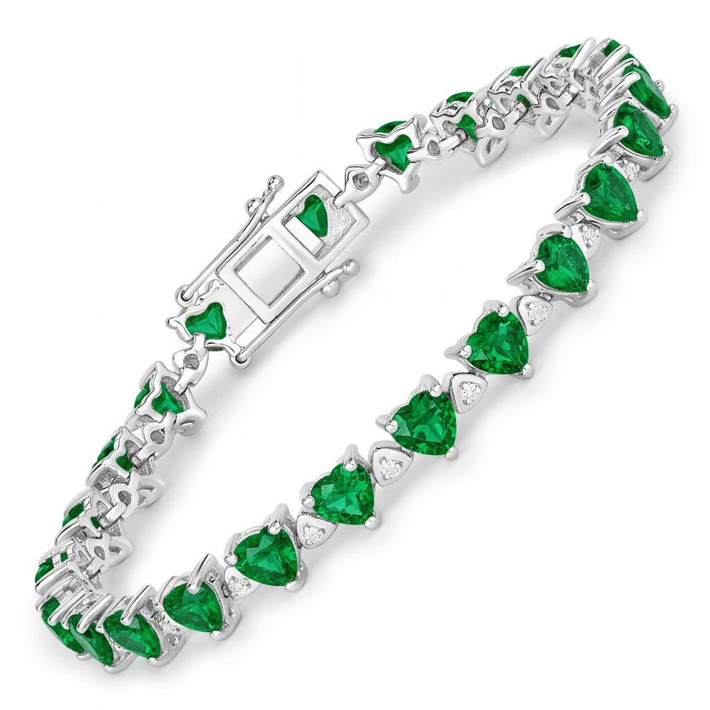 Heart Prong Set Diamond Accent Tennis Bracelet