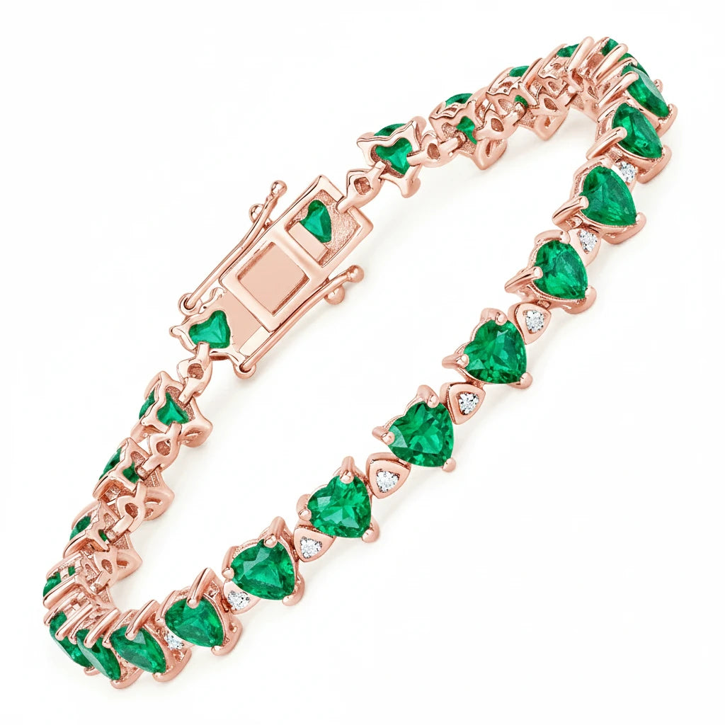 Heart Prong Set Diamond Accent Tennis Bracelet