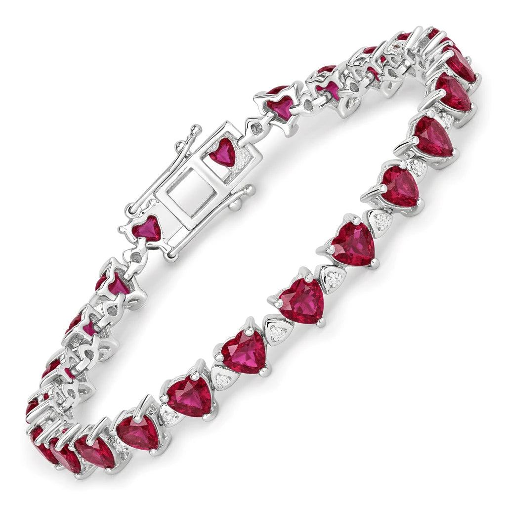 Heart Prong Set Diamond Accent Tennis Bracelet