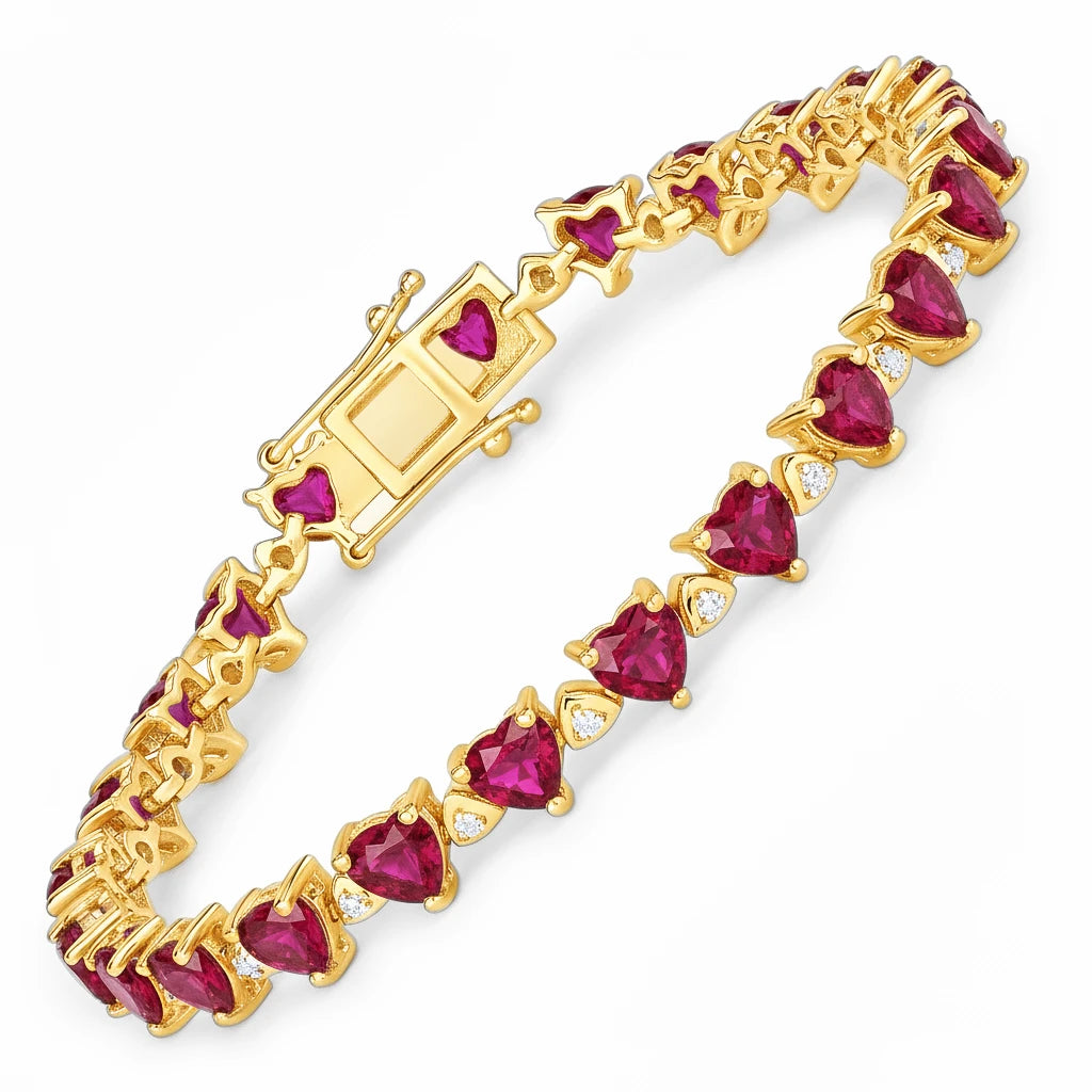 Heart Prong Set Diamond Accent Tennis Bracelet