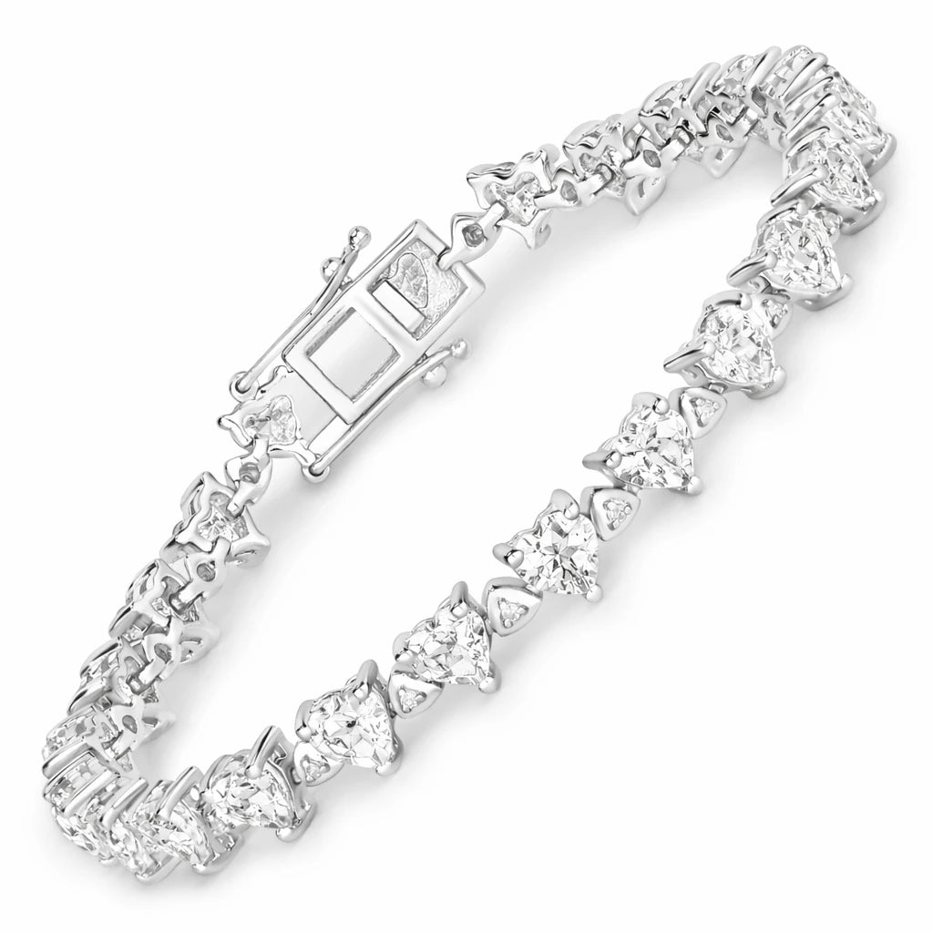 Heart Prong Set Diamond Accent Tennis Bracelet