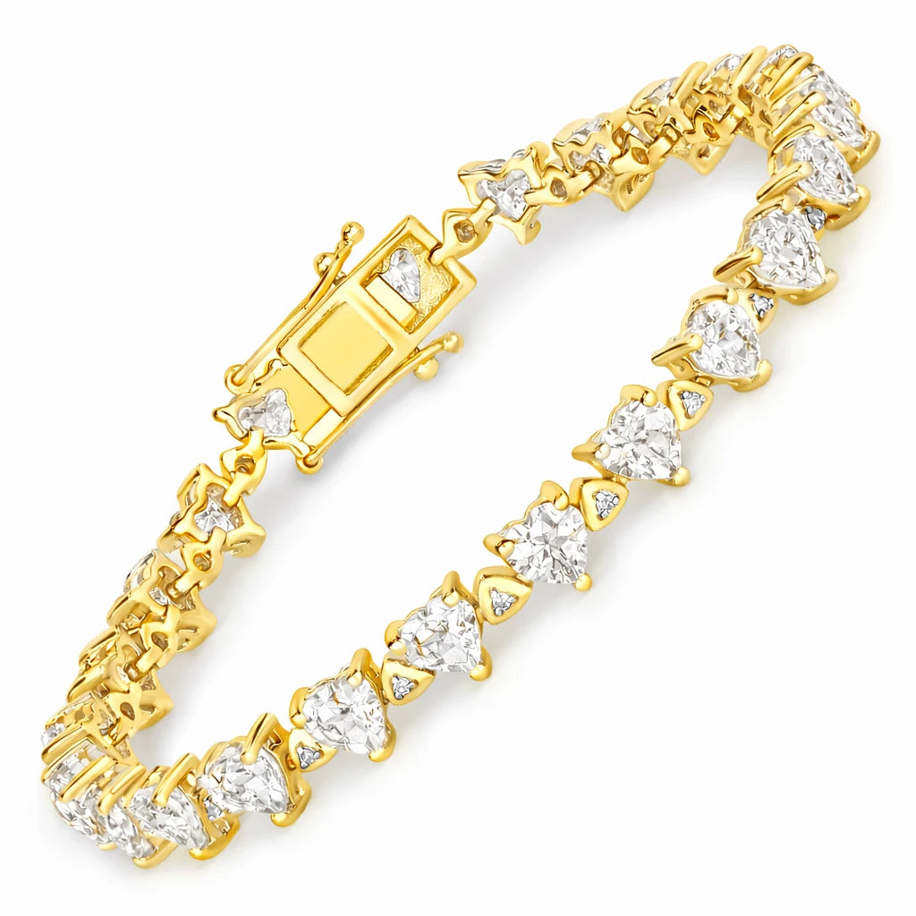 Heart Prong Set Diamond Accent Tennis Bracelet
