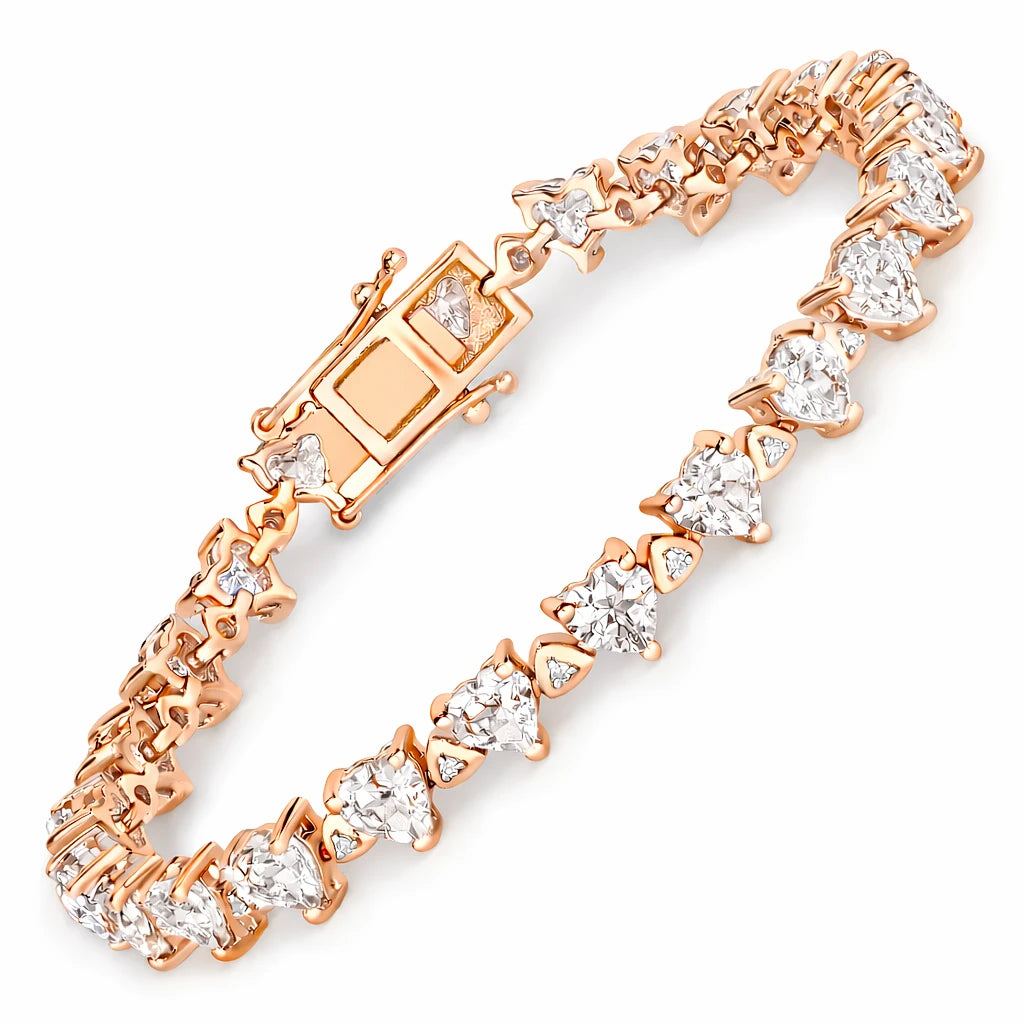 Heart Prong Set Diamond Accent Tennis Bracelet