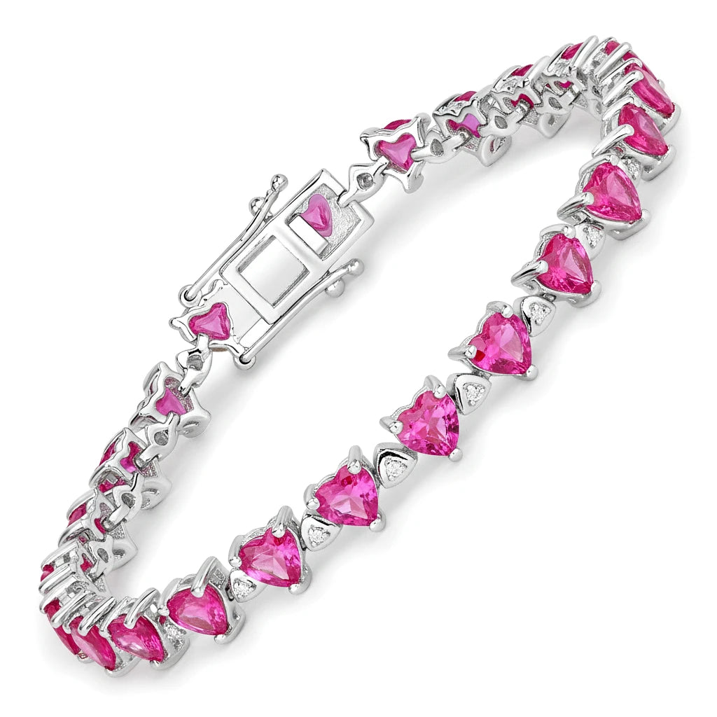 Heart Prong Set Diamond Accent Tennis Bracelet