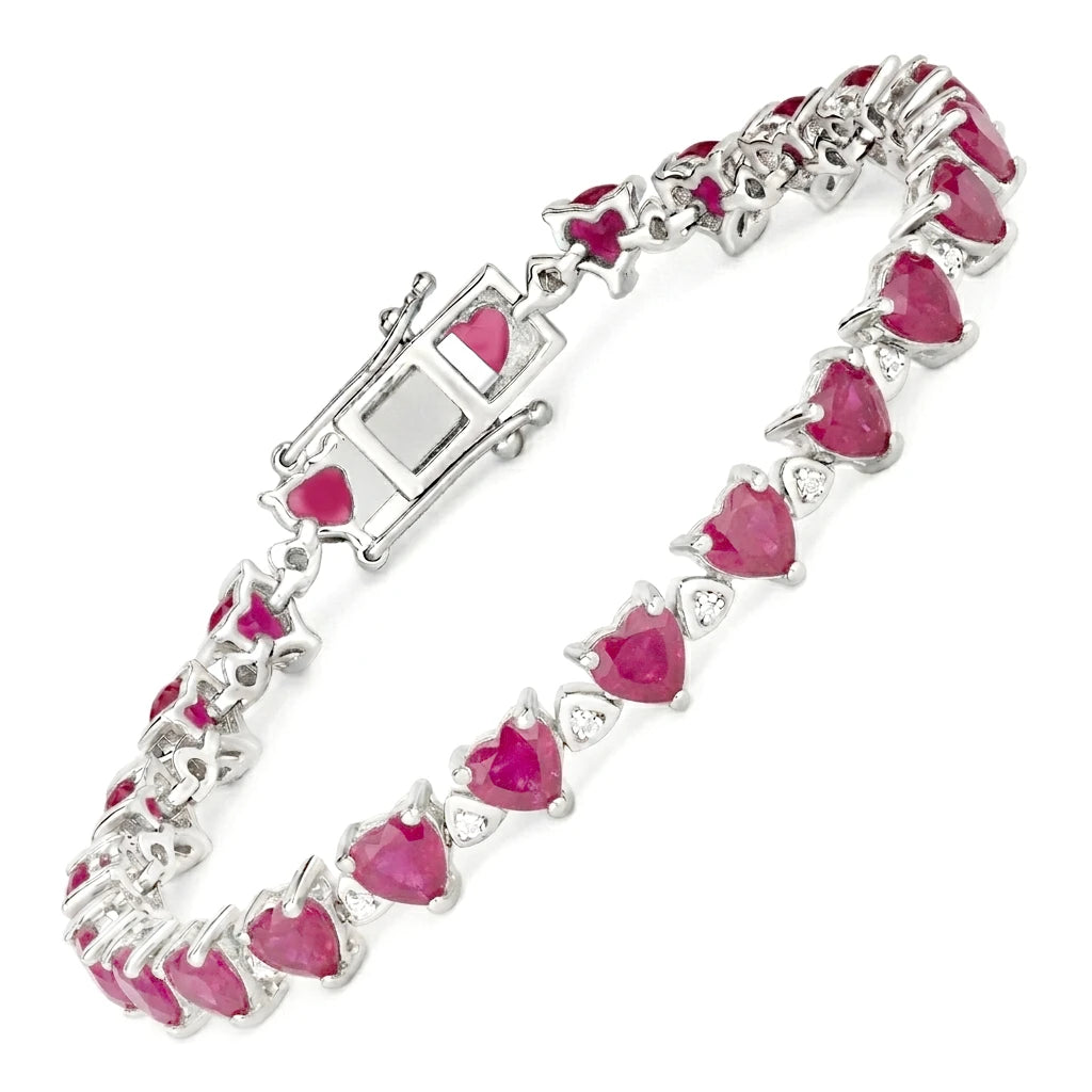 Heart Prong Set Diamond Accent Tennis Bracelet