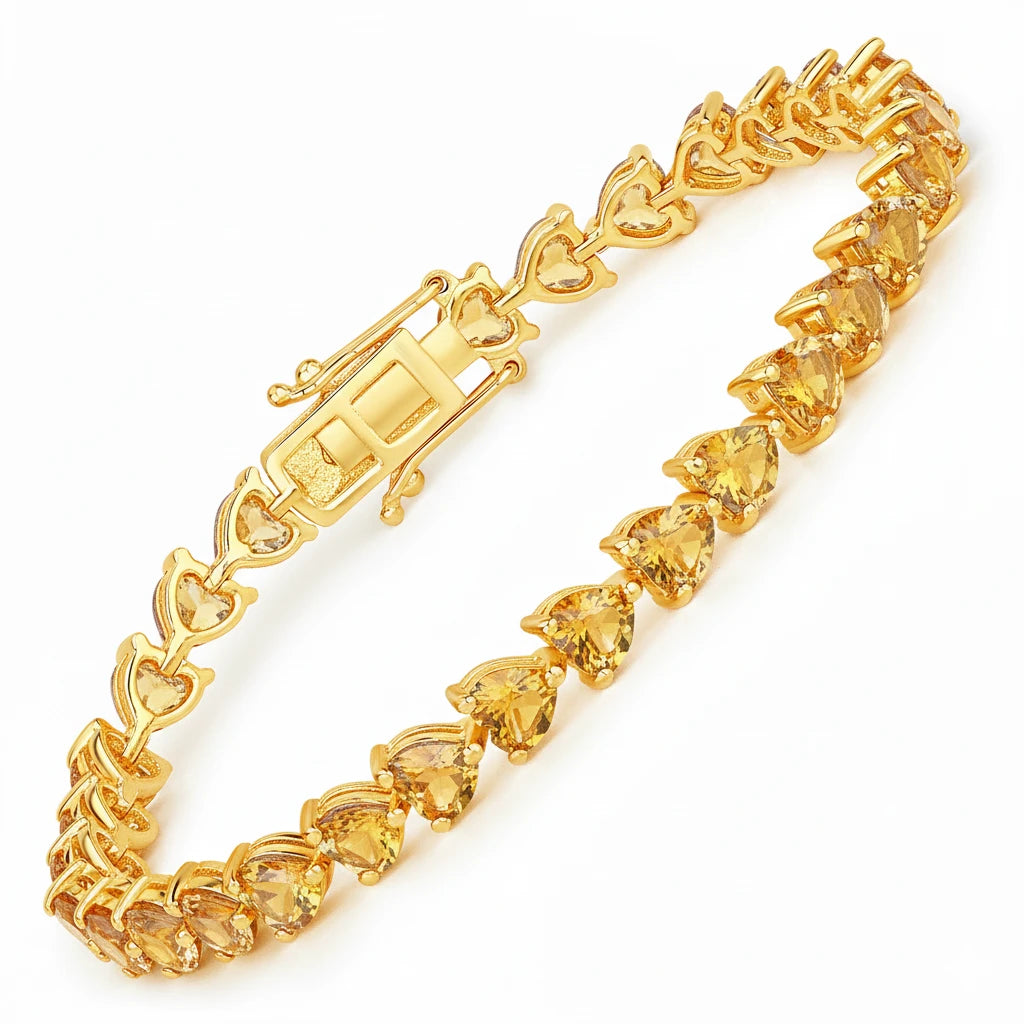 Heart Prong Set  Tennis Bracelet