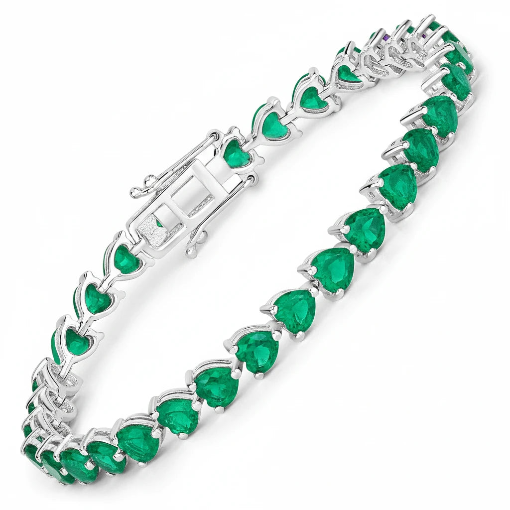 Heart Prong Set  Tennis Bracelet