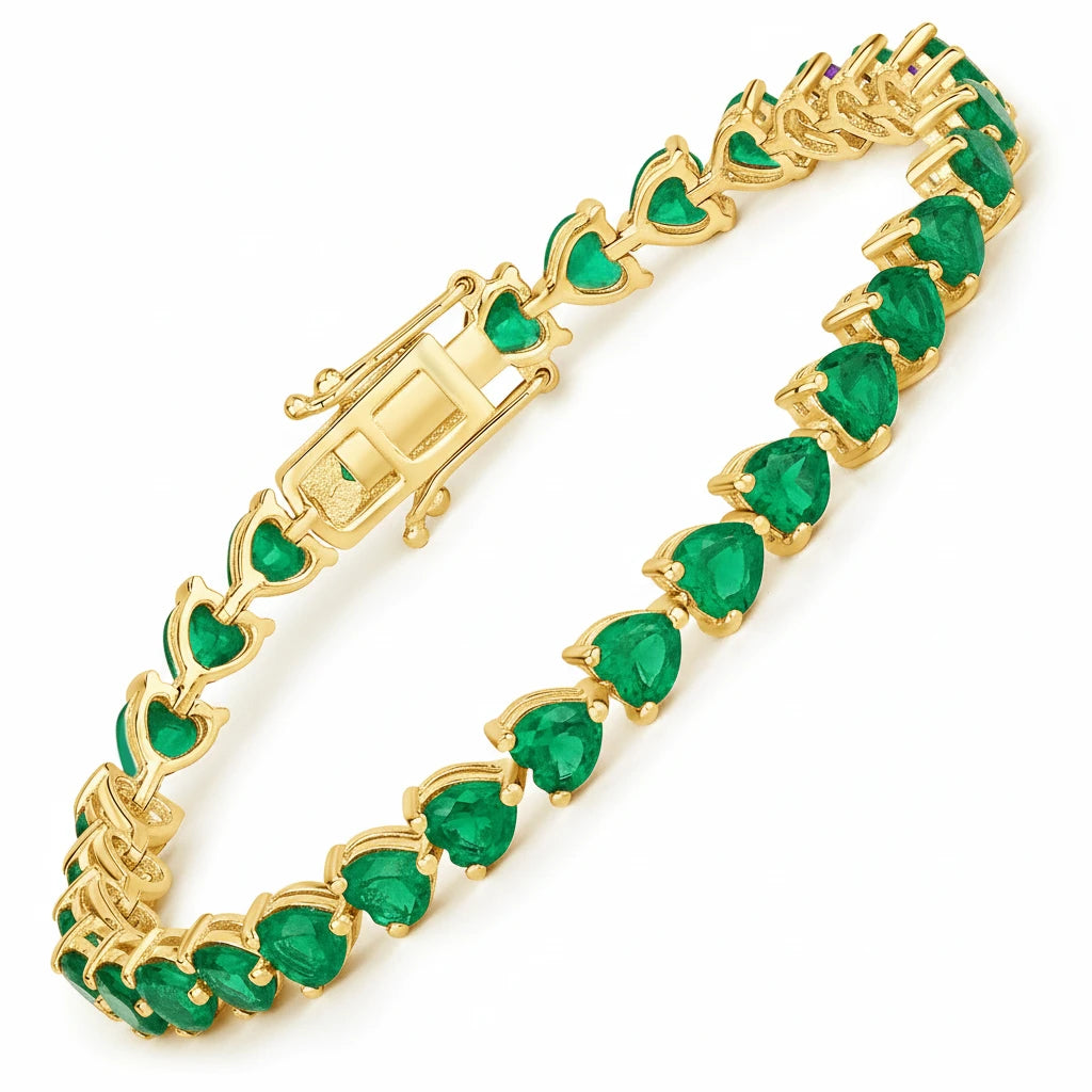 Heart Prong Set  Tennis Bracelet