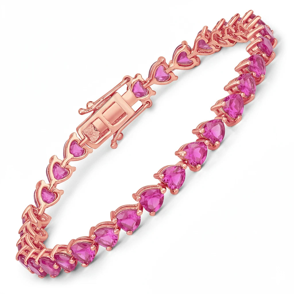 Heart Prong Set  Tennis Bracelet