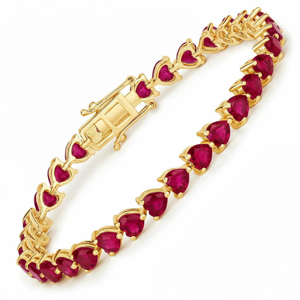 Heart Prong Set  Tennis Bracelet