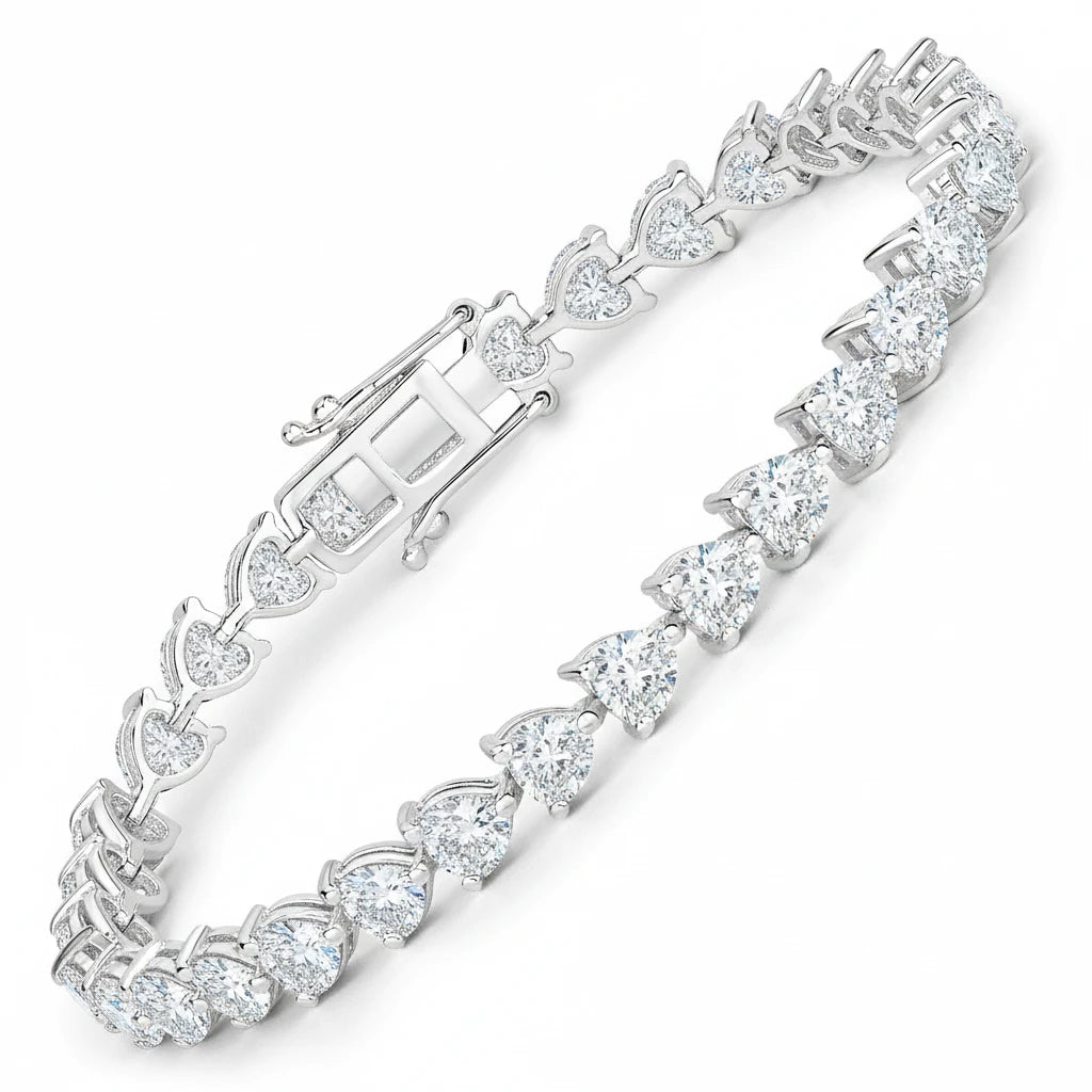 Heart Prong Set  Tennis Bracelet