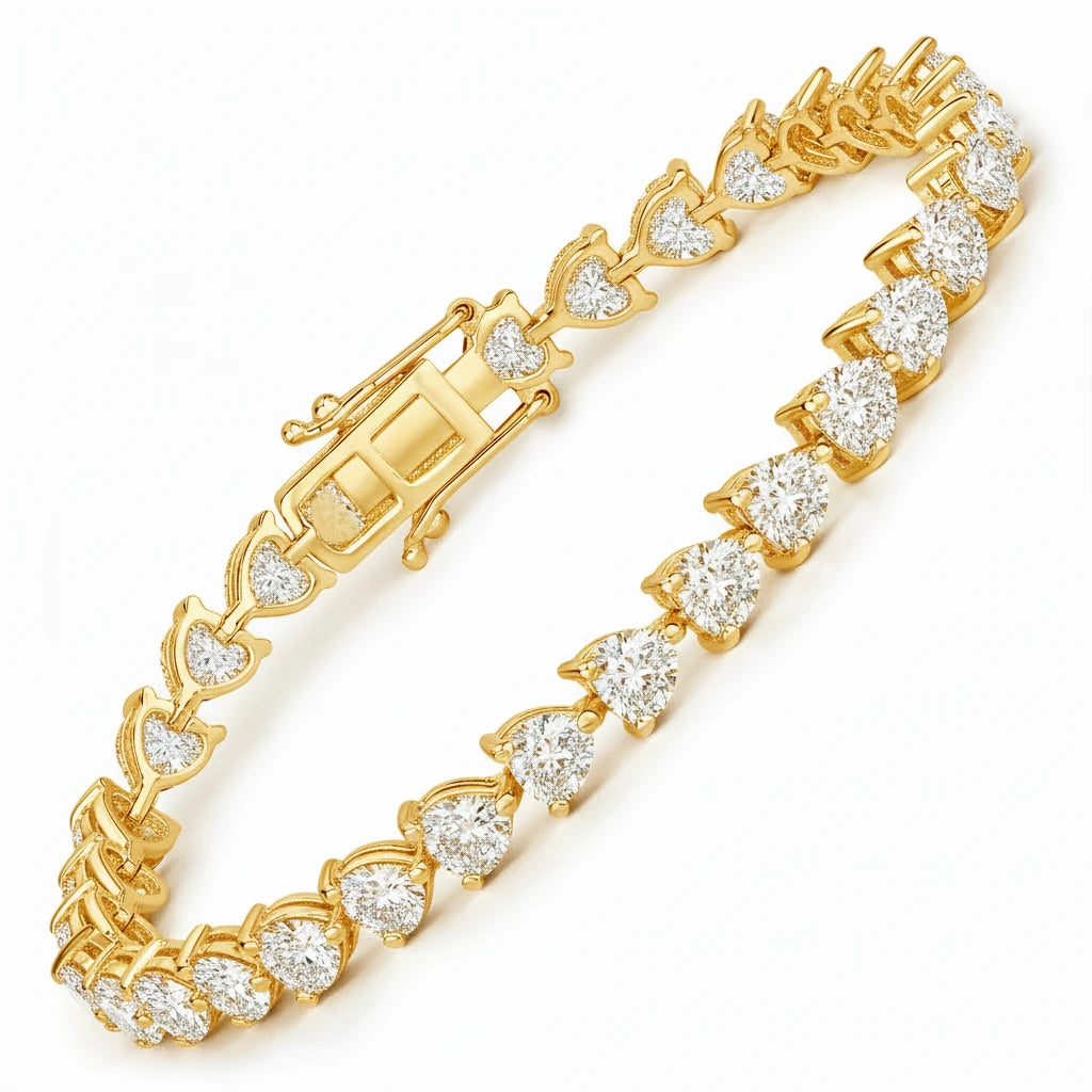Heart Prong Set  Tennis Bracelet
