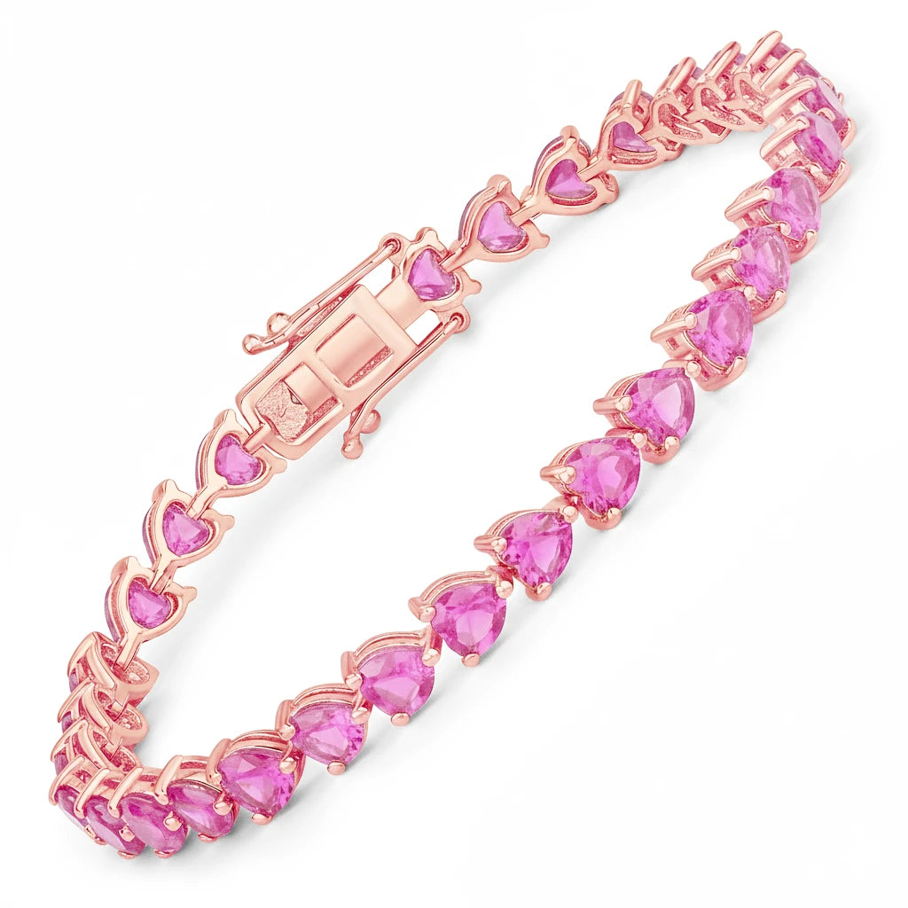 Heart Prong Set  Tennis Bracelet