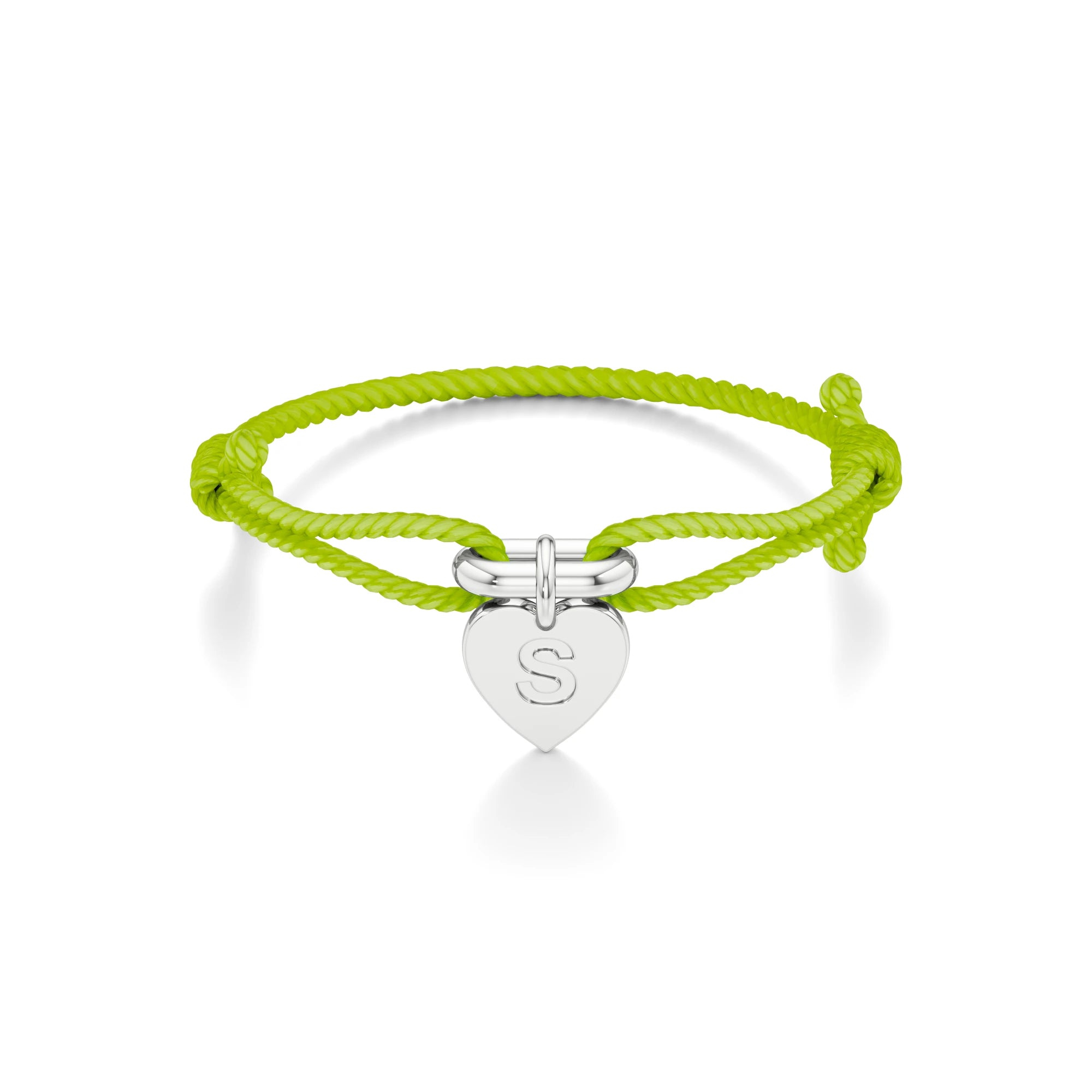 Adjustable Thread Bracelet with Heart Initial Charm