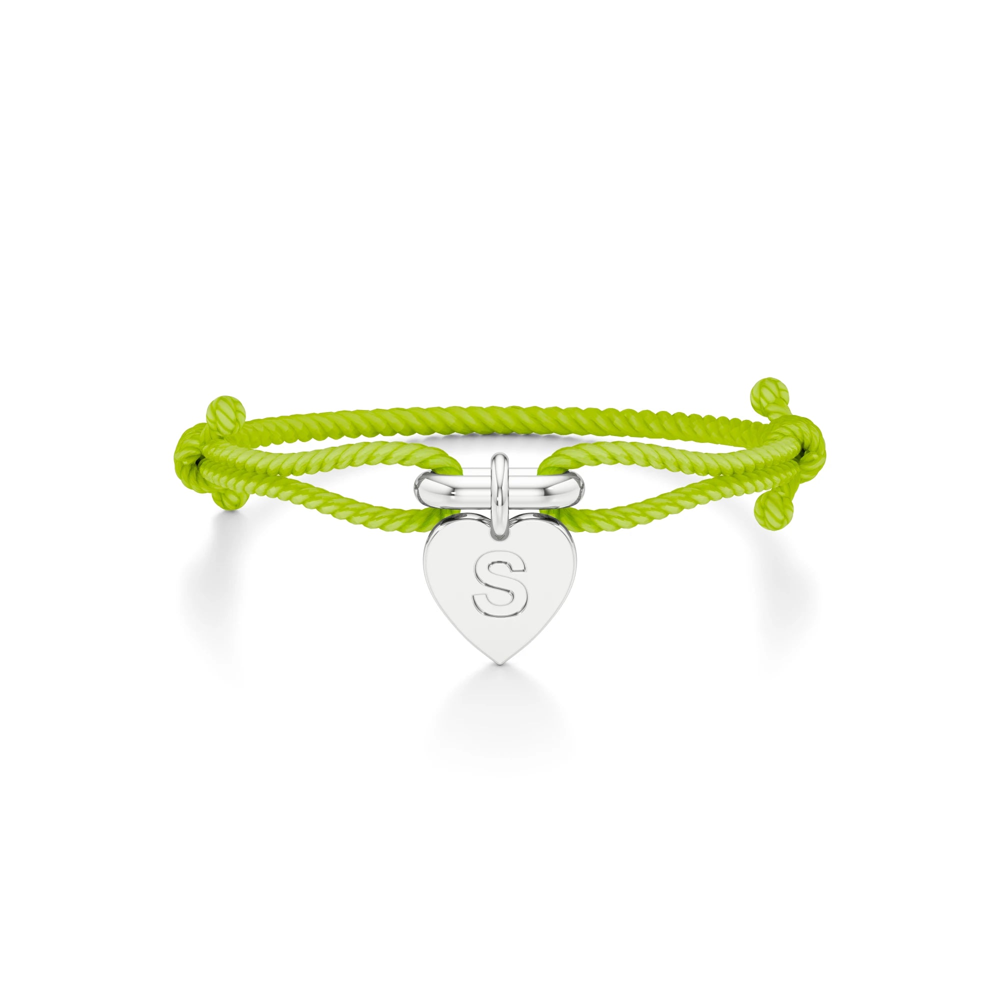 Adjustable Thread Bracelet with Heart Initial Charm