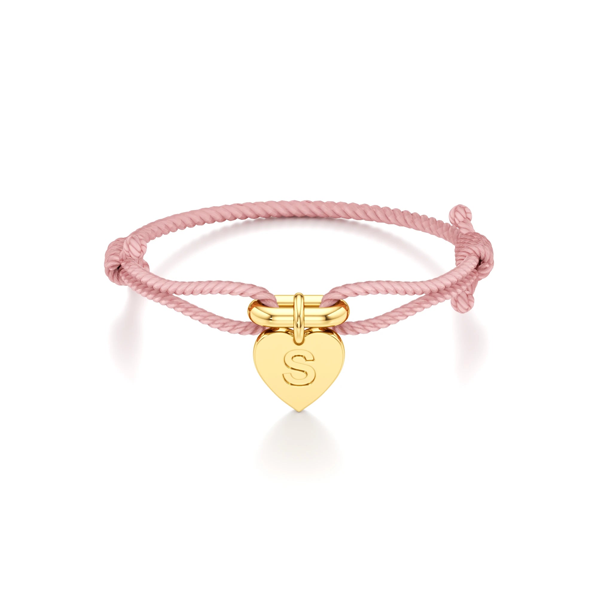 Adjustable Thread Bracelet with Heart Initial Charm