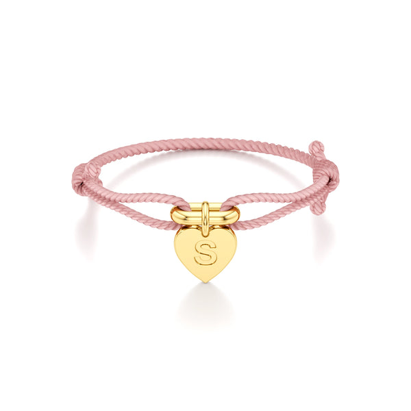 Adjustable Thread Bracelet with Heart Initial Charm