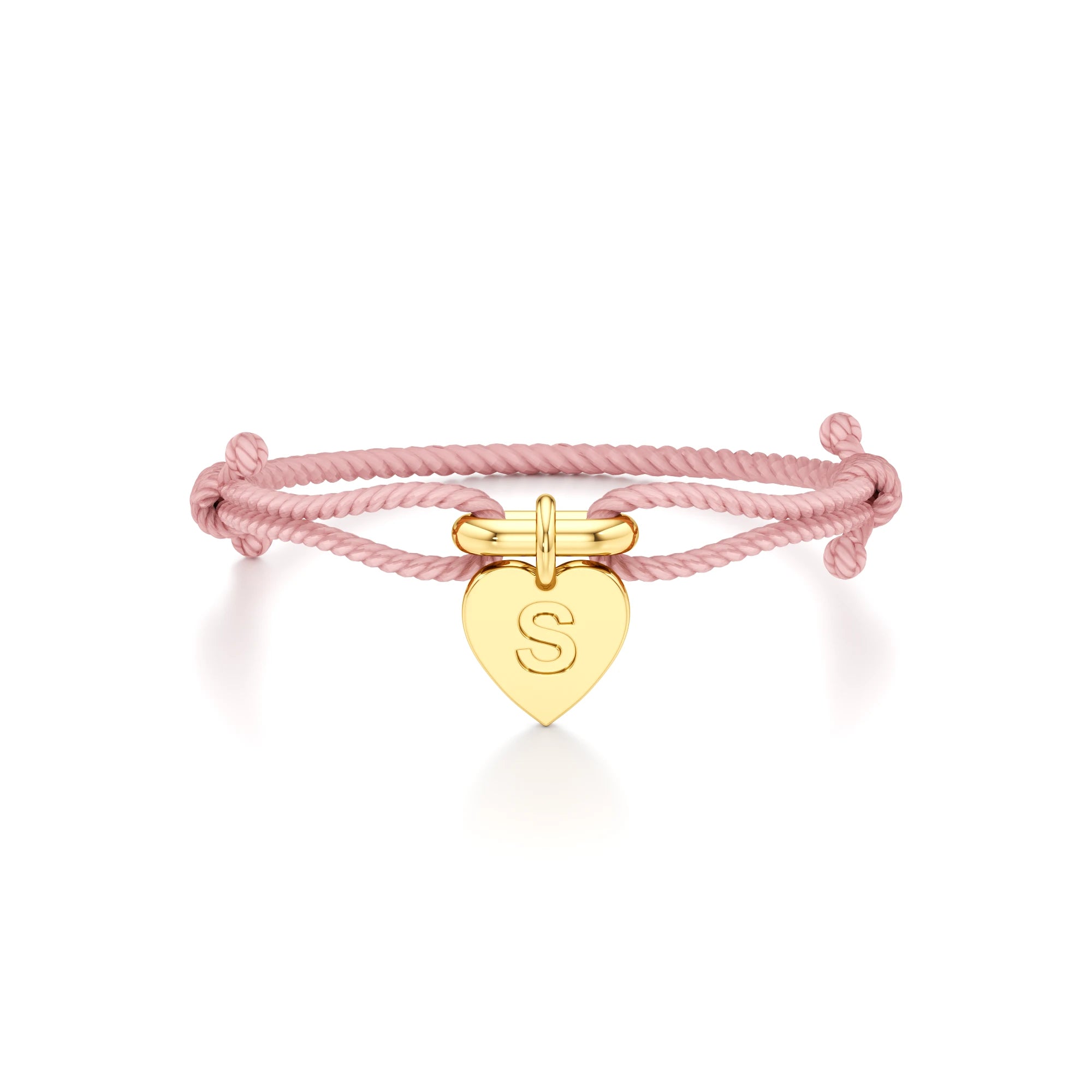 Adjustable Thread Bracelet with Heart Initial Charm