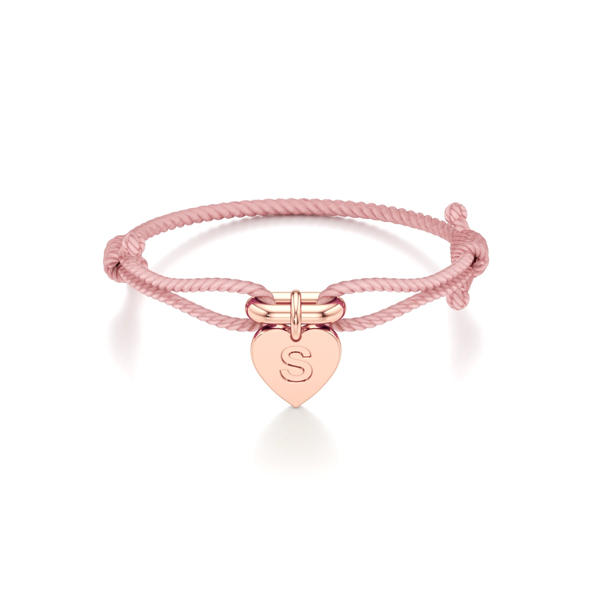 Adjustable Thread Bracelet with Heart Initial Charm
