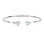 Heart Prong Set Diamond Accent Open Bangle