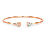 Heart Prong Set Diamond Accent Open Bangle