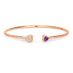 Heart Prong Set Diamond Accent Open Bangle