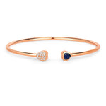 Heart Prong Set Diamond Accent Open Bangle