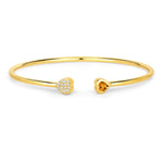 Heart Prong Set Diamond Accent Open Bangle