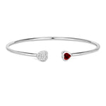 Heart Prong Set Diamond Accent Open Bangle