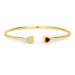 Heart Prong Set Diamond Accent Open Bangle